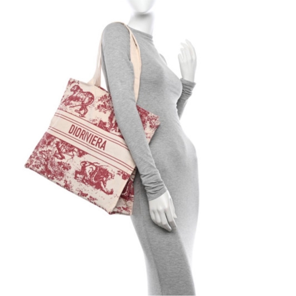 Dior GWP/Novelty Red Dioriviera Straw Tote Bag